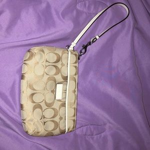 Khaki coach wristlet